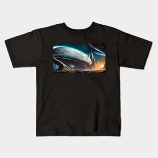 Futuristic illustration of spaceship Kids T-Shirt